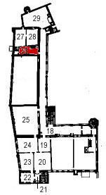Small plan of the palace (second floor) showing the present position