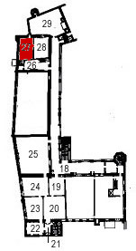 Small plan of the castle (second floor) showing the present position