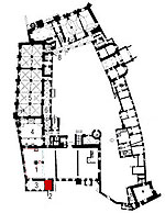 Small plan of the castle (ground floor) showing the present position