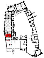 Small plan of the castle (ground floor) showing the present position