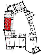 Small plan of the castle (ground floor) showing the present position