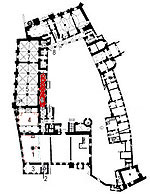 Small plan of the castle (ground floor) showing the present position