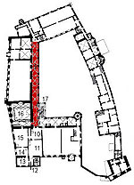 Small plan of the castle (first floor) showing the present position