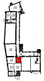 Small plan of the castle (second floor) showing the present position
