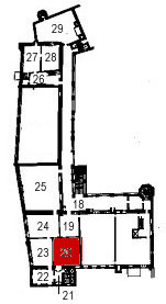 Picture: Small plan of the castle (ground floor) showing the present position