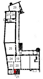 Small plan of the castle (second floor) showing the present position