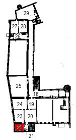 Small plan of the castle (second floor) showing the present position