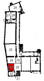 Small plan of the castle (ground floor) showing the present position