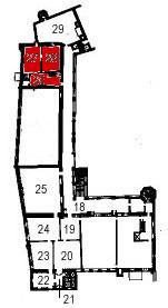 Small plan of the castle (second floor) showing the present position